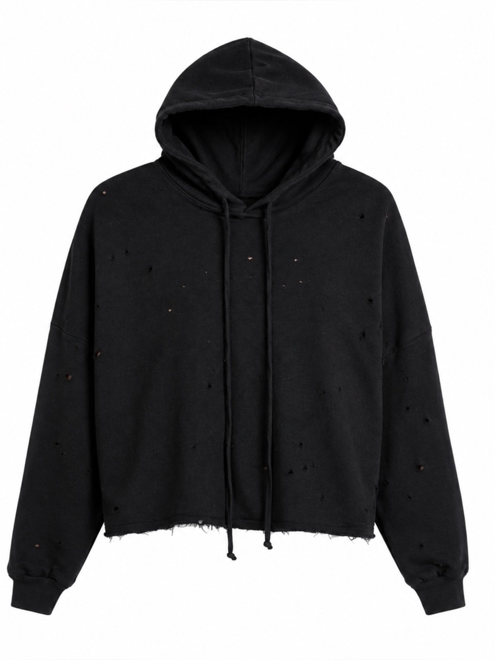 Michael Lauren Lowry Le Distressed Hoodie in Black Size Small